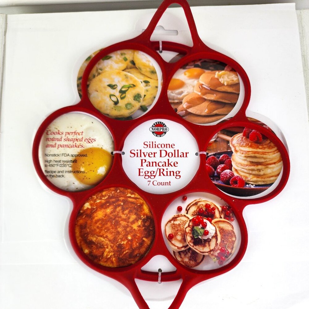 Norpro Silicone Silver Dollar Pancake Egg/Ring 7 Count NWT